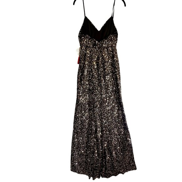 Ieena for Mac Duggal Bronze Sequin Ruched High Slit Gown Size 2 NWT Style# 55700 - Picture 4 of 14